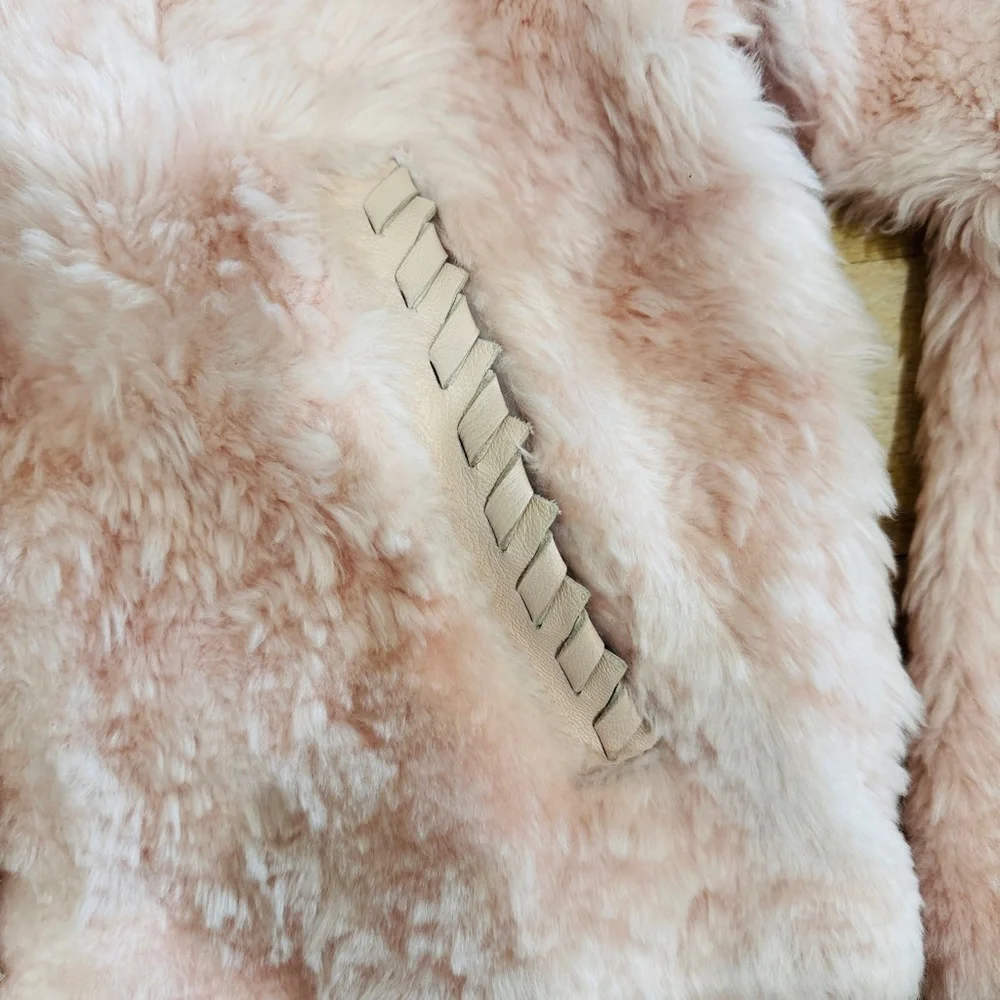 Coach pink shearling hoodie coat NWOT
